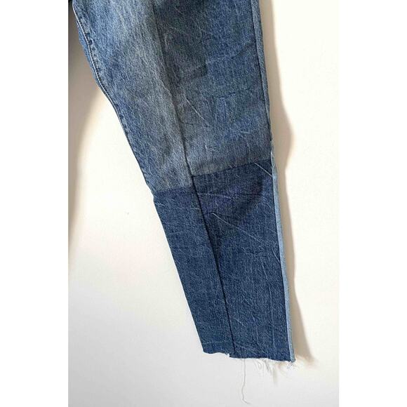 Levi's High Rise Color Block Raw Hem Straight Ankle Denim Jeans Blue Size 27 - Picture 5 of 7